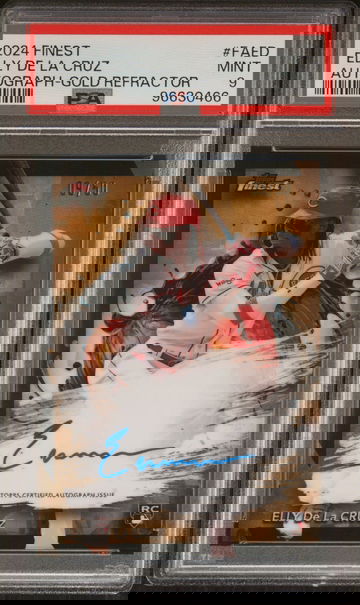 2024 Topps Finest Finest Autographs Autograph-Gold Refractor Elly De La Cruz #FAED /50 PSA 9