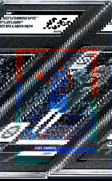 2022-23 Donruss Optic #27 Joel Embiid Choice Red & Green Prizm SGC 9.5