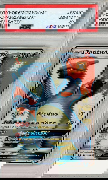 2019 POKEMON SUN MOON HIDDEN FATES FA CHARIZARD GX #SV49  PSA 10 GEM MT