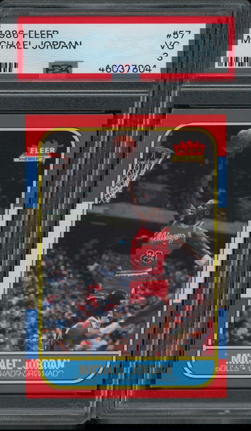 Michael Jordan 86 Fleer, Heavy indent on surface, but presents well