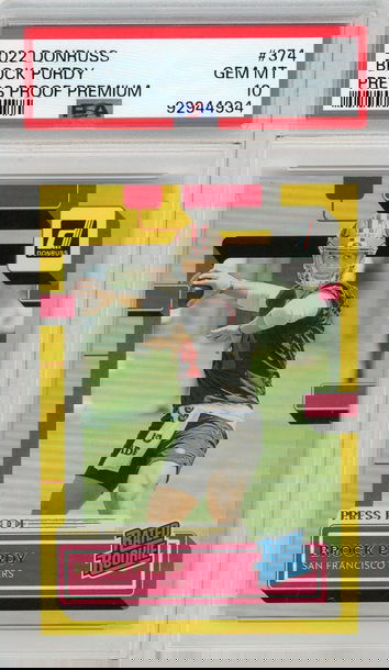 Brock Purdy 2022 Donruss Football Press Proof Premium Rookie RC PSA 10 49ers NFL