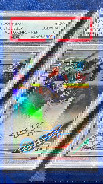 JULIO RODRIGUEZ - 2019 Bowman - Chrome prospect auto - Refractor /499 auto PSA 10