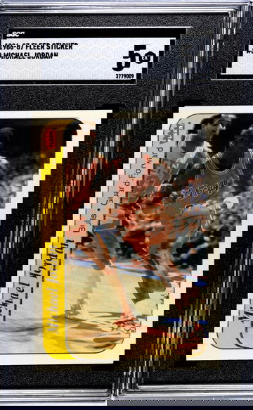 1986 Fleer Sticker Michael Jordan #8 SGC 5 (BillsGridironGreats)