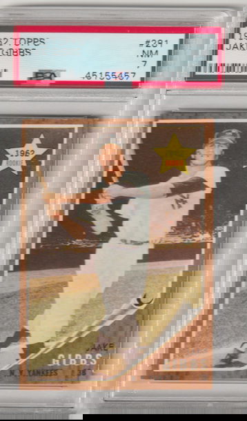 1962 Topps #281 Jake Gibbs Rookie Card PSA 7 (Near Mint)