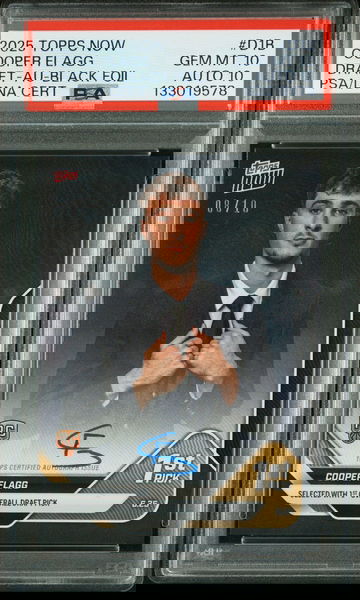 2025 TOPPS NOW DRAFT COOPER FLAGG AUTO #/10 BLACK FOIL #D1B RC AUTO 10 PSA 10