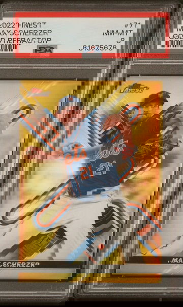 2022 Topps Finest Max Scherzer #71 Gold Refractor /50 PSA 8 NM-MT New York Mets