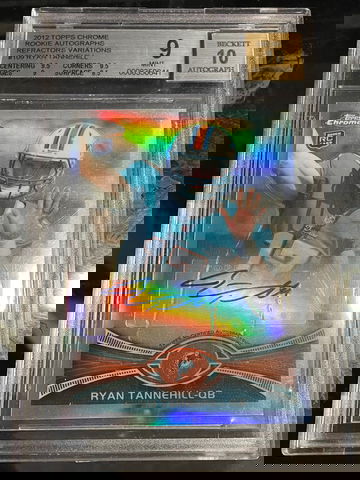 2012 Topps Chrome Refractor Variation SSP Ryan Tannehill BGS 9 10 Auto Pop 7