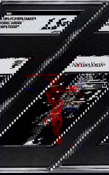 1986 Super Canasta Spanish Sticker Michael Jordan ROOKIE RC SGC 1.5