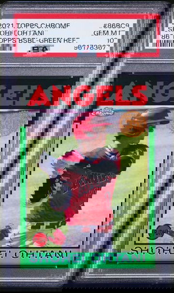 2021 Topps Chrome 86BC9 Shohei Ohtani 1986 Topps Baseball Green Refractor 79/99