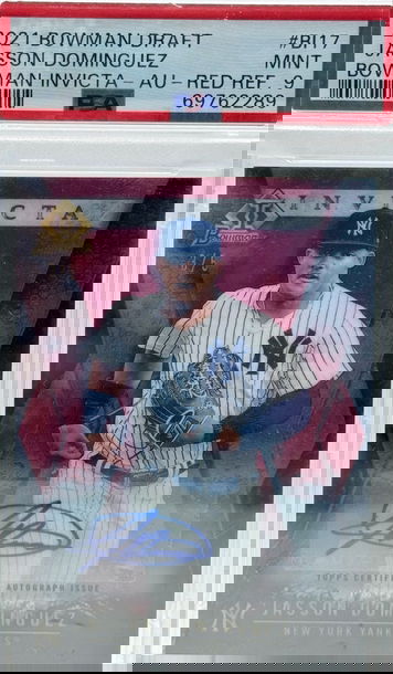 2021 BOWMAN DRAFT JASSON DOMINGUEZ #BI17 BOWMAN INVICTA-AU-RED REF/5 PSA 9 MINT