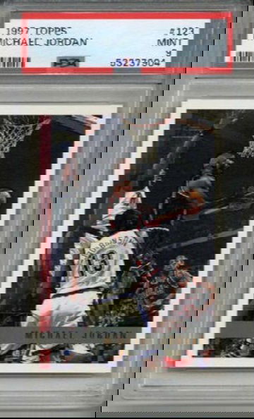 1997 TOPPS #123 MICHAEL JORDAN BASKETBALL CARD CHICAGO BULLS PSA 9 NM-MT LOW POP