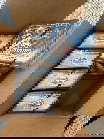 5 box lot 2024 Topps Chrome Football Sapphire Hobby Box 5 box lot factory sealed in hand ready to ship