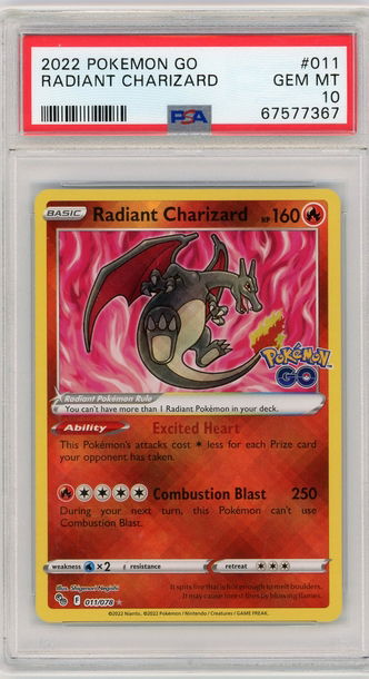 2022 POKEMON GO RADIANT CHARIZARD #011 PSA 10