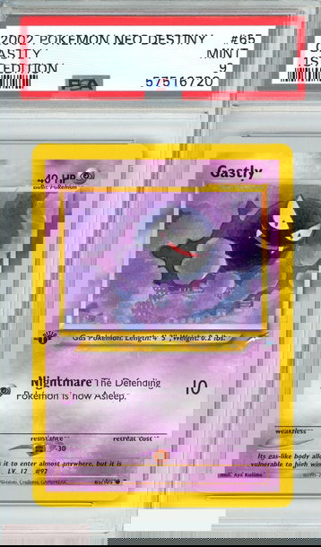 2002 POKEMON NEO DESTINY GASTLY #65 1ST EDITION PSA 9 MINT