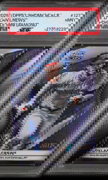2025 Topps Chrome Black Purple Mini Diamond Dylan Crews #127 /75 PSA 9
