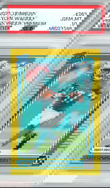 2021 PANINI DONRUSS JAYLEN WADDLE #263 PRESS PROOF PREMIUM RC PSA 10 GEM MT