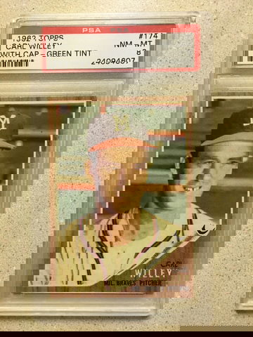 1962 Topps #174 Carl Willey PSA 8 NM-MT WITH CAP GREEN TINT BRAVES