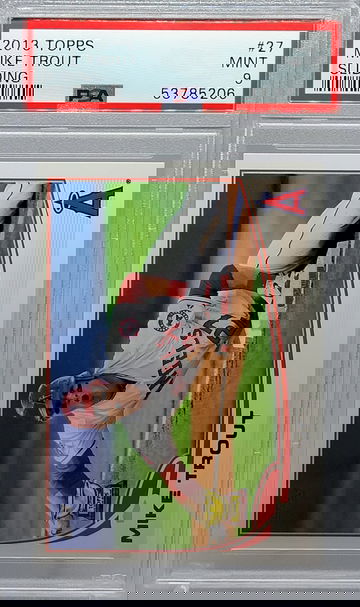 2013 TOPPS #27 MIKE TROUT SLIDING PSA 9