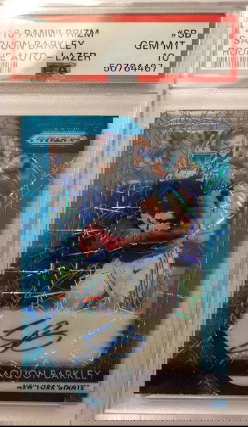 2018 Panini Prizm. Saquon Barkley Lazer Auto. PSA 10