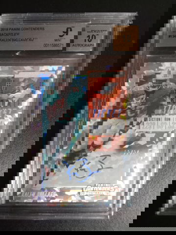 2018 Panini contenders rookie ticket 2/24 cracked ice #134B Kalen Ballage Auto RC BGS 9/10