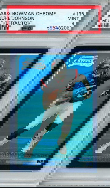 ANDRE JOHNSON 2003 Bowman Chrome BLUE REFRACTOR #195 PSA 9 MINT ROOKIE Texans