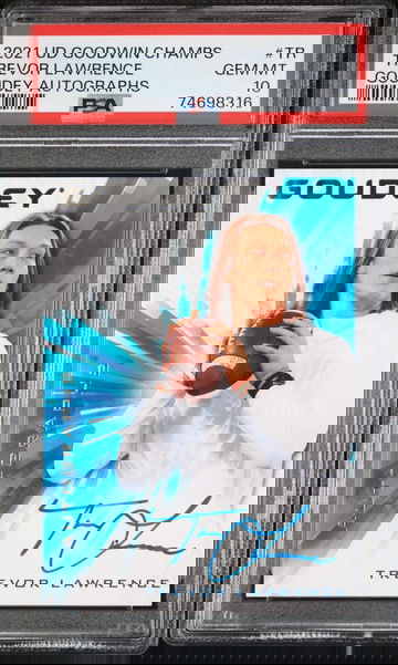 Pop only 5!!  2021 TREVOR LAWRENCE RC *On Card* AUTO Upper Deck Goodwin Champ. PSA 10 