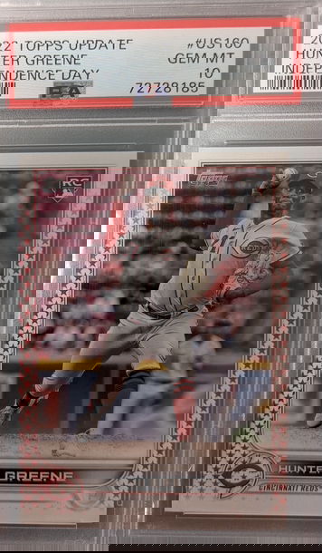 2022 Topps Update Independence Day #/76 RC Hunter Greene PSA 10 Rookie #US160 SP SSP