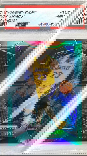 2019-20 Panini Prizm Basketball #129 LeBron James Green Prizm PSA 9 Mint