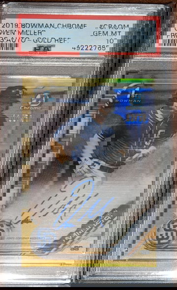 2019 Bowman Chrome Prospects Gold Refractor Autograph Owen Miller PSA 10 12/50