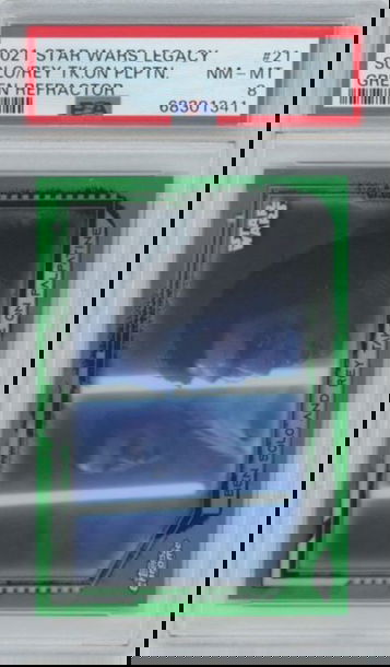 2021 Topps Chrome Star Wars Legacy Solo/Rey Green #21 #48/50 PSA 8