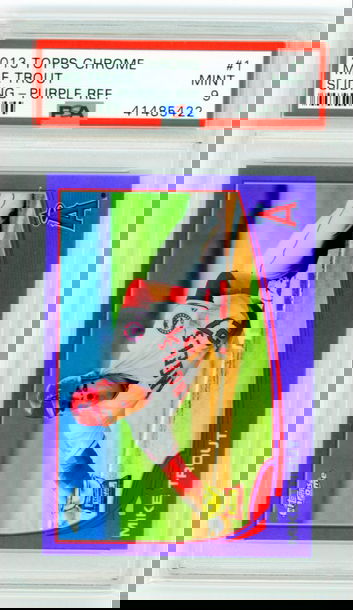 2013 Topps Chrome #1 Mike Trout Sliding-Purple Refractor PSA 9 MINT!