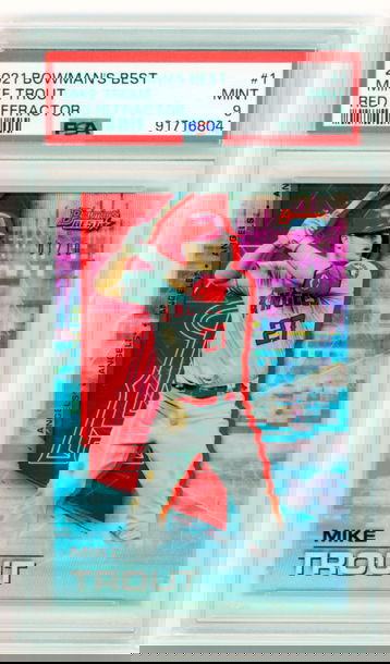 2021 Bowman's Best #1 Mike Trout Red Refractor PSA 9 MINT!