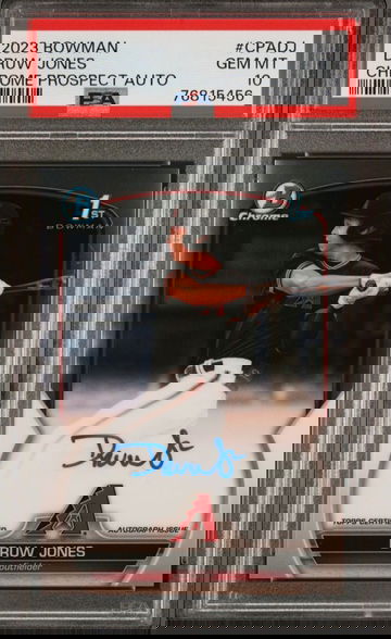 2023 Bowman Chrome Druw Jones Prospect Auto Autograph PSA 10