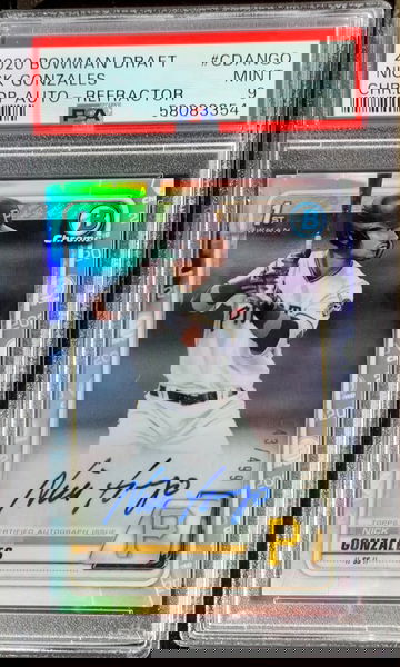 2020 Bowman Draft Nick Gonzales Chrome Refractor Auto PSA 9