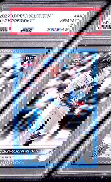 2022 Topps UK Edition Blue Julio Rodriguez #44 RC /75 PSA 10