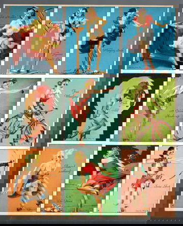 1944 Gum Inc. American Beauties Non Sport Cards Uncut Sheet 9 Ea. Sheet B