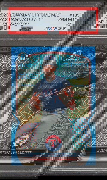 Sebastian Walcott 2023 Bowman Chrome 1st Mega Blue Refractor /150 PSA 10 Rangers