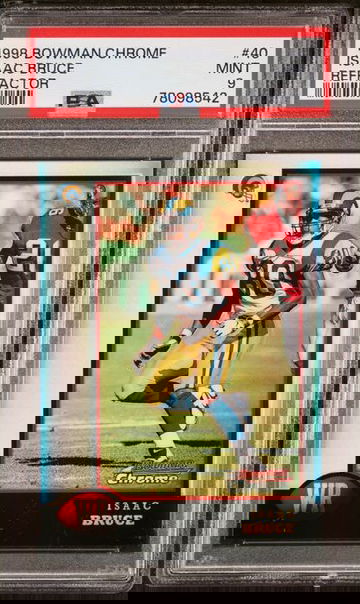 1998 BOWMAN CHROME ISAAC BRUCE REFRACTOR #40 PSA 9, POP 3, NONE HIGHER