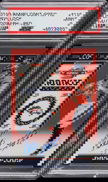 2019 PANINI CONTENDERS OPTIC RED DREW LOCK ROOKIE AUTO /199 #115 - PSA 9 MINT