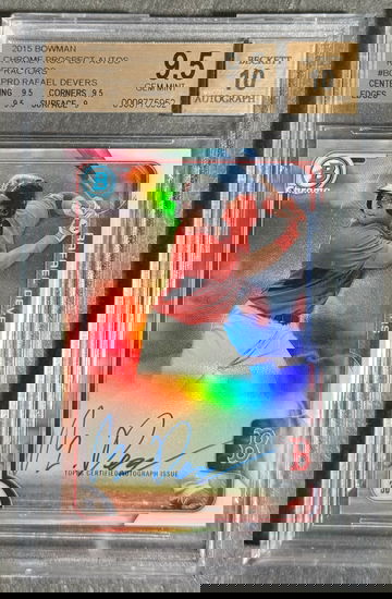 2015 Rafael Devers Bowman Chrome Refractor Prospect Auto #/499 BGS 9.5/10 BCAPRD