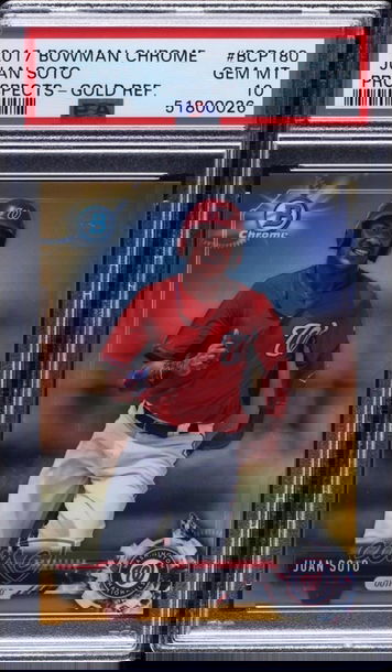 2017 Bowman Chrome Prospects Juan Soto Gold Refractor /50 PSA 10