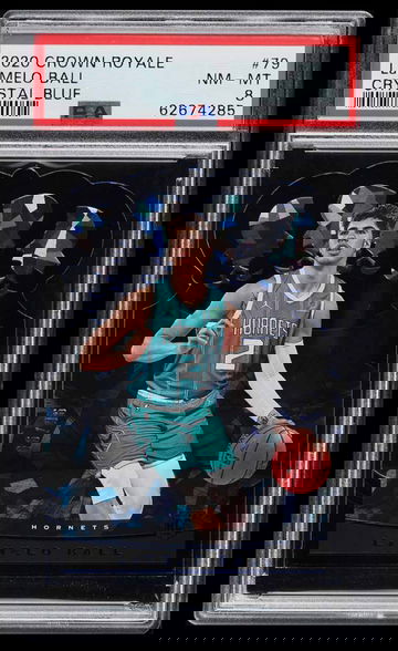 2020 Panini Crown Royale LaMelo Ball RC Crystal Blue Die-Cut #'d /99 PSA 8 #79