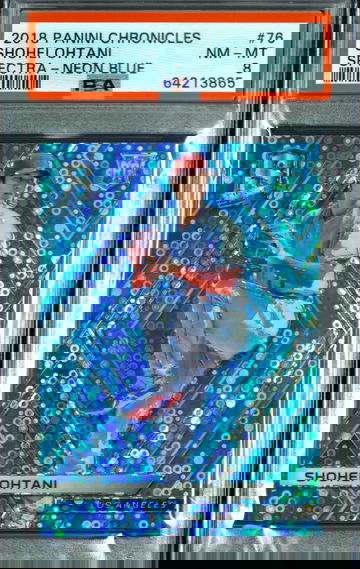 Shohei Ohtani 2018 Panini Chronicles Spectra NEON BLUE /99 Rookie RC PSA 8 NM-MT