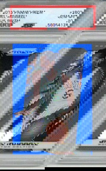 2013 PANINI PRIZM BLUE PRIZM #260 BILL RUSSELL CARD CELTICS PSA 10 LOW POP