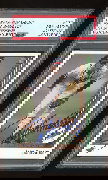 Signed 1989 Upper Deck John Smoltz RC PSA 8 Auto 10