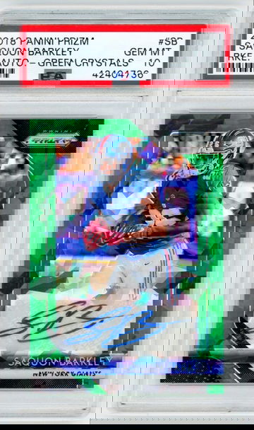 Saquon Barkley 2018 Panini Prizm Green Crystals RC Autograph /75 PSA 10 Gem Mint