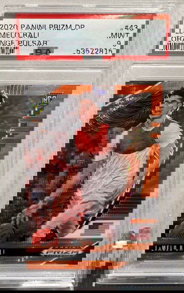 2020 Prizm Draft Picks Lamelo Ball #43 Orange Pulsar /49 PSA 9 Rookie NBA