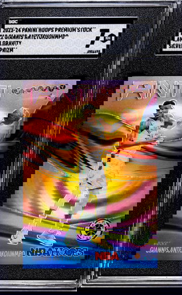 2023 Panini Hoops Anti Gravity Silver Prizm Giannis Antetokounmpo #12 SGC 7