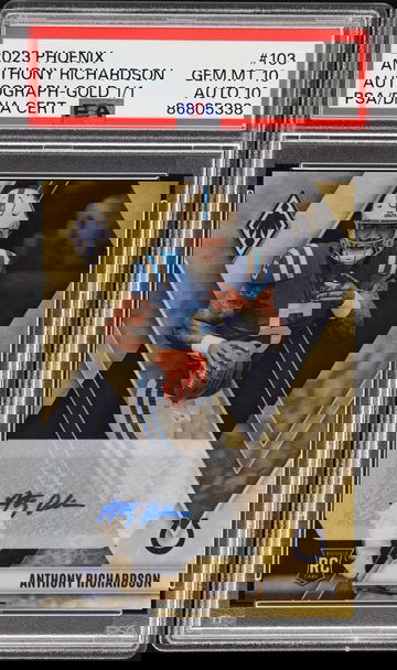 2023 Panini Phoenix Anthony Richardson Gold Vinyl 1/1 Autograph PSA 10 Auto 10