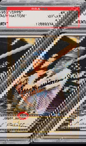 1952 Topps Baseball Grady Hatton #6 PSA 4 AUTO POP 1 HIGHEST GRADED RARE!